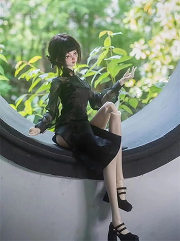 BJDドール用 チャイナドレス【芳夏】ブラックSD16/SD/MSDサイズ人形用