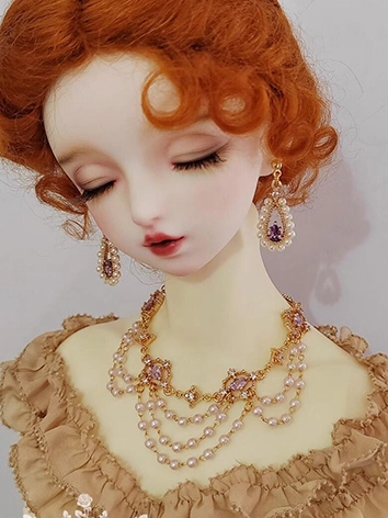 ドール用 ネックレス+ピアス ゴールド 70cm/SD/MSDサイズ人形用 BJDDOLL