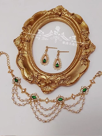 ドール用 ネックレス+ピアス ゴールド 70cm/SD/MSDサイズ人形用 BJDDOLL