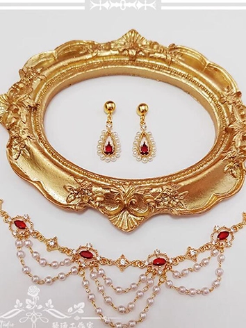 ドール用 ネックレス+ピアス ゴールド 70cm/SD/MSDサイズ人形用 BJDDOLL