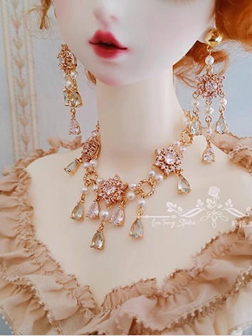 ドール用 ネックレス+ピアス ライトブルー 70cm/SD/MSDサイズ人形用 BJDDOLL