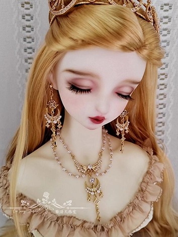ドール用 ネックレス+ピアス ゴールド 70cm/SD/MSDサイズ人形用 BJDDOLL