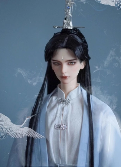 ドールウィッグ 「鶴信」 時代 ロングウィッグ ブラック SD/小顔SD/MSDサイズ人形用 Dollwig