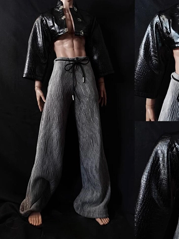 ドール服 ブラック レザーコール ジャケット 男用 SOOM ID75サイズ人形用 BJD DOLL XJO