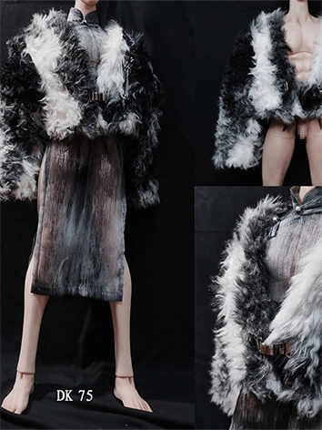 ドール服 ファーコート 白黒 男用 SOOM ID75サイズ人形用 BJD DOLL XJO