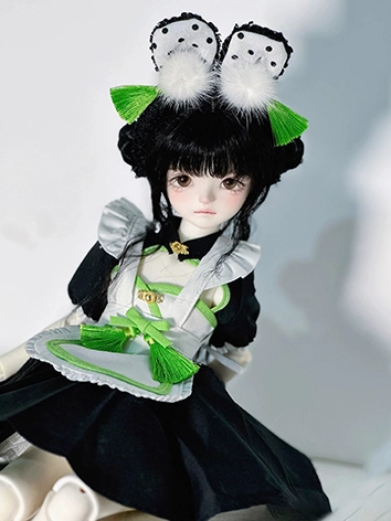 BJDドール用服 黒*緑色「青糸韻竹」 MSDサイズ人形用