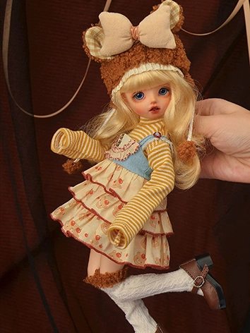 BJDドール用服 ワンピースセット 黄色 女の子用【榛果】 1/6サイズ人形通用