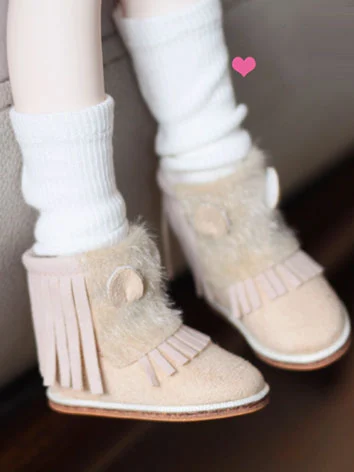 ドール用お靴 ブーツ ピンク ホワイト ベージュ 1/8/YOSD/MSDサイズ人形用 BJD