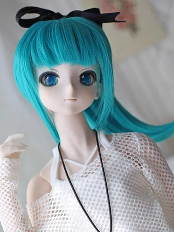 ドール用ウィッグ 初音風 ポニーテール ゴールド グリーン 小顔SDサイズ人形用 BJD