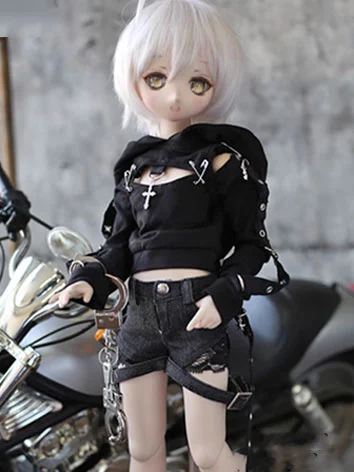 ドール用服  パンク風服 ブラック MSDサイズBJD人形用