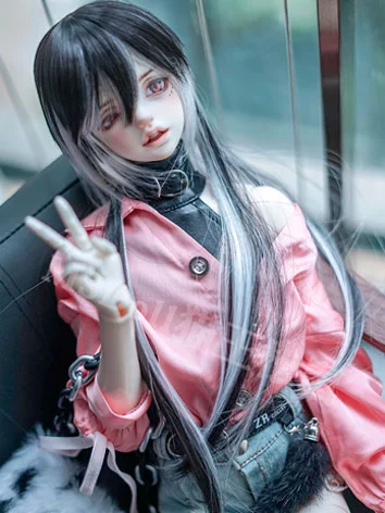 ドール用ウィッグ ロングストレート ポイントカラー ブラック SD/小顔SD/MSD/YOSDサイズ人形用