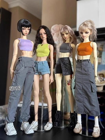 ドール用服 ベスト グレー/緑色/紫色/オレンジ 女用 SDサイズ人形用 球体関節人形