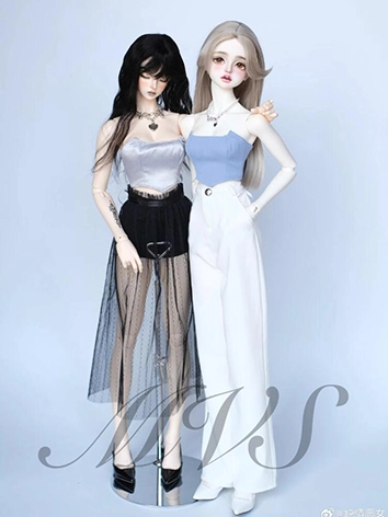 ドール用服 チューブトップ ブルー/シルバー 女用 SDサイズ人形用 球体関節人形