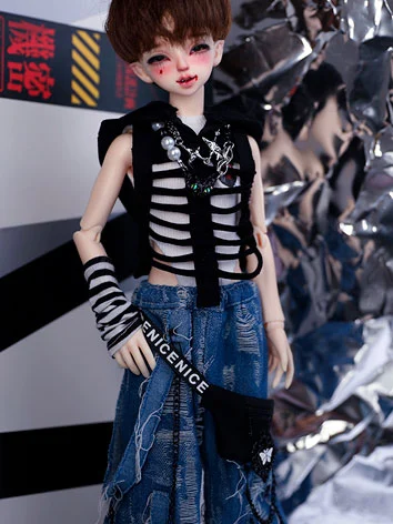 ドール用服 衣装セット 7点セット 白黒 ブルー MSDサイズ用 球体関節人形用 BJD
