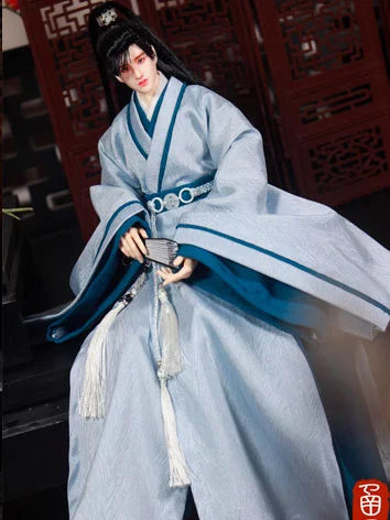 ドール用服 時代服 漢服 男性用 ブルー YOSDサイズ人形用 BJD