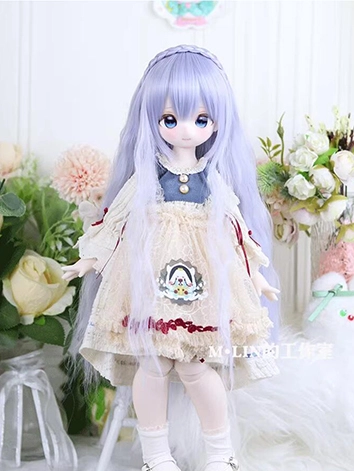 ドール用ウィッグ パーマ ホワイト/ブルー/イエロー SDサイズ人形用 BJDDOLL