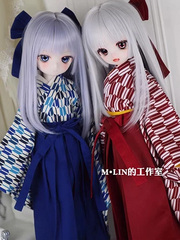 ドール用ウィッグ ブルー/グレー SD/MSDサイズ人形用 BJDDOLL