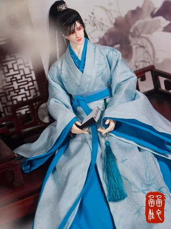 ドール用服 時代服 漢服 男性用 ブルー YOSDサイズ人形用 BJD