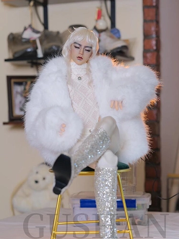 ドール用服 男性用 ファー・コート ブラック/ホワイト 男用 SD/70cm/75cmサイズ用 BJD