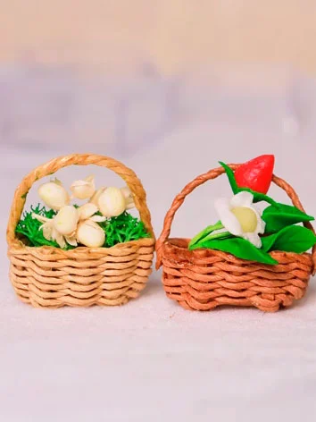 ドール用アクセサリー かご ホワイト ベージュ 4色あり 1/12サイズ人形用 BJD用