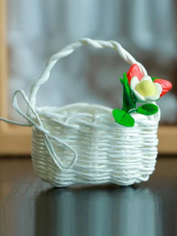 ドール用アクセサリー かご ホワイト ベージュ 4色あり 1/6サイズ人形用 BJD用