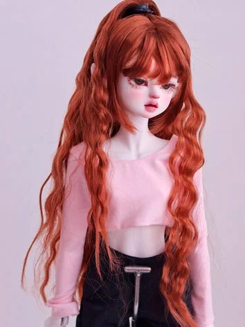 ドール用ウィッグ ロングパーマ オレンジ 柔らかい糸 MSD/SDサイズ用 BJD