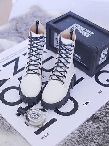 ドール用お靴 マーティンブーツ ID75サイズ用 ブラック/ホワイト 球体関節人形 BJD