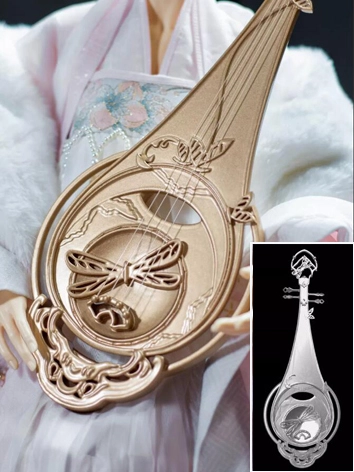 BJDドール用 楽器 塗装済琵琶 COS 撮影道具 ゴールド/シルバー MSD/SDサイズ人形用