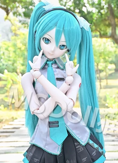 ドール用ウィッグ ポニーテールタイプ ワインレッド/ホワイト/ライトパープル/ブルー/グリーン 小顔SDサイズ 8-9inch 球体関節人形 