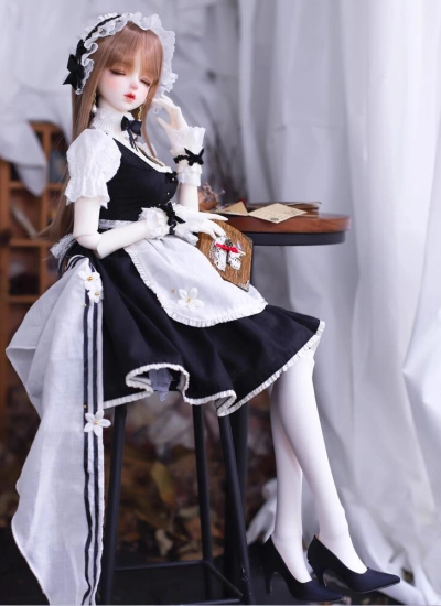 ドール用服 メイド服 ブラック ワンピース 女の子用 SDGR/AS62サイズ用 球体関節人形 BJD