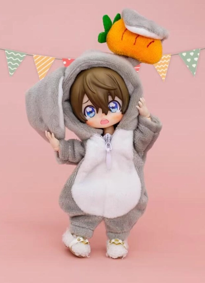 オビツ用服 ドール 人形 動物パジャマ 兎　グレー 11cm OB11 1/12サイズ