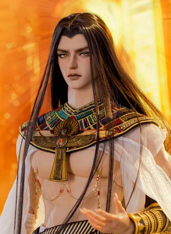 BJD ドール用ウィッグ 公式ウィッグ ストレートロング ブラック/シルバー Anubis 小顔SDサイズ 球体関節人形用