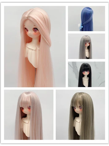 激安 BJDドール用 ウィッグ ロングストレート 前髪あり/前髪なし 柔らかい高温糸 ブルー／ピンク／ブラック スタイルなし YOSD/MSD/SDサイズ人形用