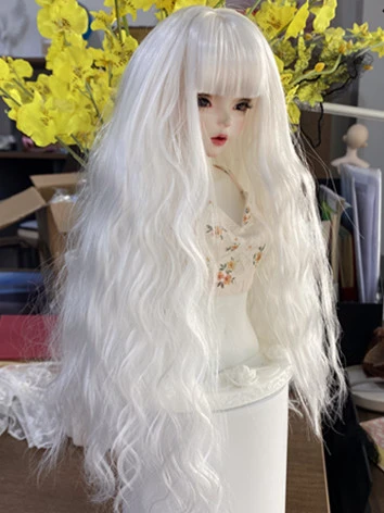 激安 BJDドール用 ロングウィッグ パーマー 前髪あり 柔らかい高温糸 ブラック/ブラウン/ホワイト/ピンク YOSD/MSD/SDサイズ人形用