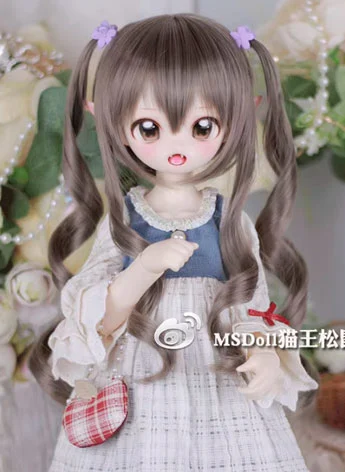 ドール用ウィッグ ロングパーマ 高温糸 パープル ホワイト ブルー ピンクゴールド イェロー グレー ピンク ブラウン SDサイズ人形用