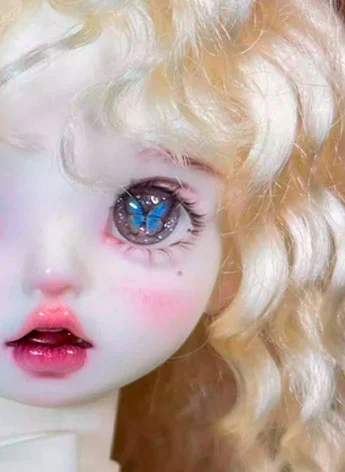ドール用アイ 蝶々模様 レジンアイ ブルー 12mm/14mm/16mm/18mmサイズ人形用 BJD 【H-05】