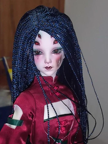 ドール用 編みウィッグ ロング ブラック ブルーブラック シルバーグレー ゴールド MSD/小顔SD/SDサイズ人形用 BJD