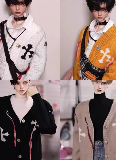 ドール用服 カディガン ホワイト/ブラック/黄色肌/ベージュ MSD/73cm/ID75サイズ人形用 球体関節人形用 BJD