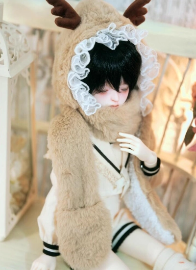 ドール用冬帽子 マフラー付き ブラウン SD/MSDサイズ 球体関節人形 ZNDOLL