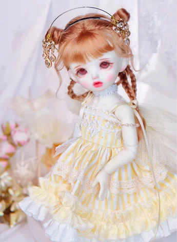 ドール用服 ワンピースセット イェロー女の子用 YOSD/MSDサイズ人形用 BJD