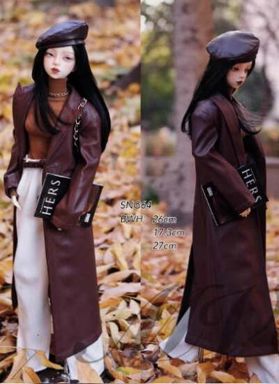 ドール用服 puコート ブラック/ブラウン SDサイズ人形用 球体関節人形