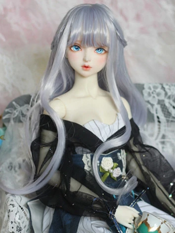 激安 BJDドール用 ウィッグ ロング カール 柔らかい高温糸 スモッグブルー YOSD/MSD/SDサイズ人形用