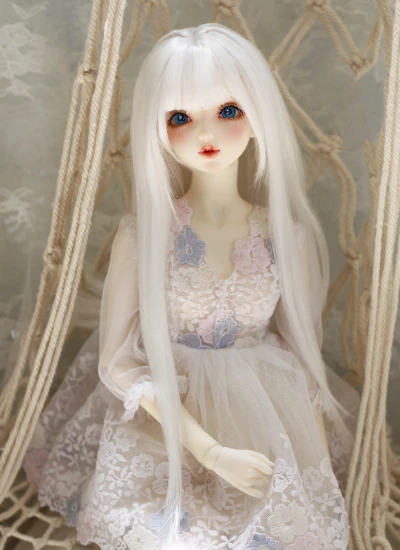 激安 BJDドール用ウィッグ 姫カット ホワイト/シルバー/ブラウン/茶色 柔らかい高温糸 YOSD/MSD/SDサイズ人形用