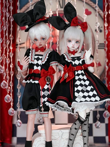 ドール用服 【トランプ兎】ワンピース 衣装セット ブルー ブラック 女の子用 男の子用 YOSD/MSDサイズ人形用 BJD用