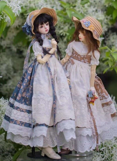 ドール用ドレス 洋服 MSDサイズ人形用 ブルー/ベージュ 球体関節人形用 BJDDOLL