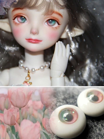 BJD ドール用アイ 樹脂＋石膏アイ『搅拌春光』ピンク＋グリーン 10mm/12mm/14mm/16mm/18mm