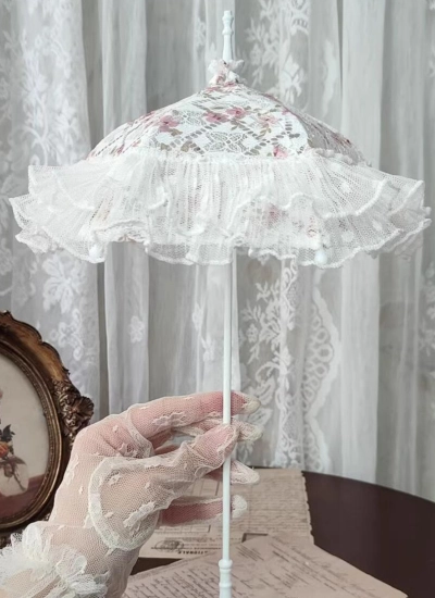 ドール用傘 長い柄 ピンク/パープル 花柄 SD/MSDサイズ人形用 撮影道具