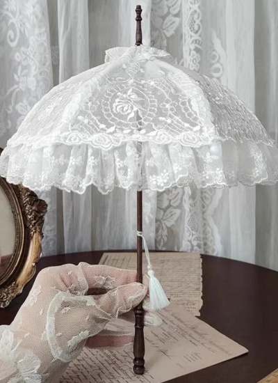 ドール用傘 長い柄 ブラック/ホワイト SD/MSDサイズ人形用 撮影道具