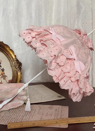 ドール用傘 長い柄 ブラック/ホワイト/ベージュ/ピンク/レッド SD/MSDサイズ人形通用 撮影道具