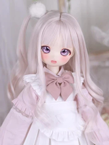 ドール用ウィッグ 前髪あり ロングウィッグ カール髪 ピンク/ホワイト/ブルー/グレー/ゴールド/ブラウン/パープル SDサイズ人形用 BJD DOLL